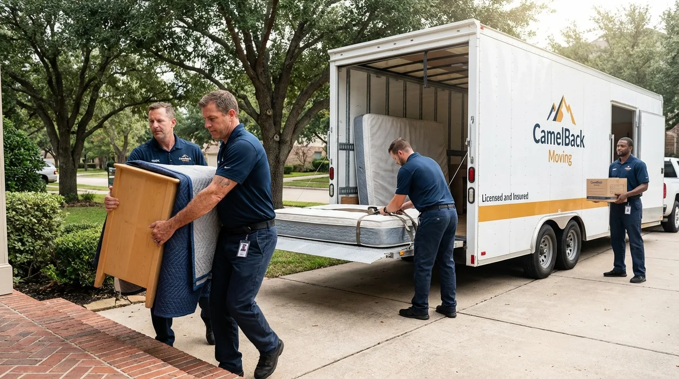 Crew loading residential truck for cross-state move from Greenport, NY