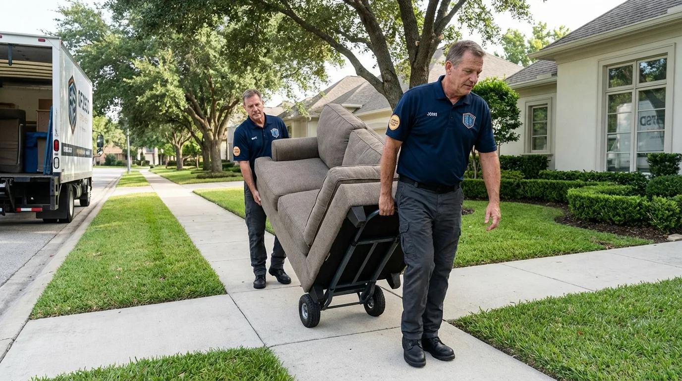 Local residential moving crew loading furniture in Greenport, NY